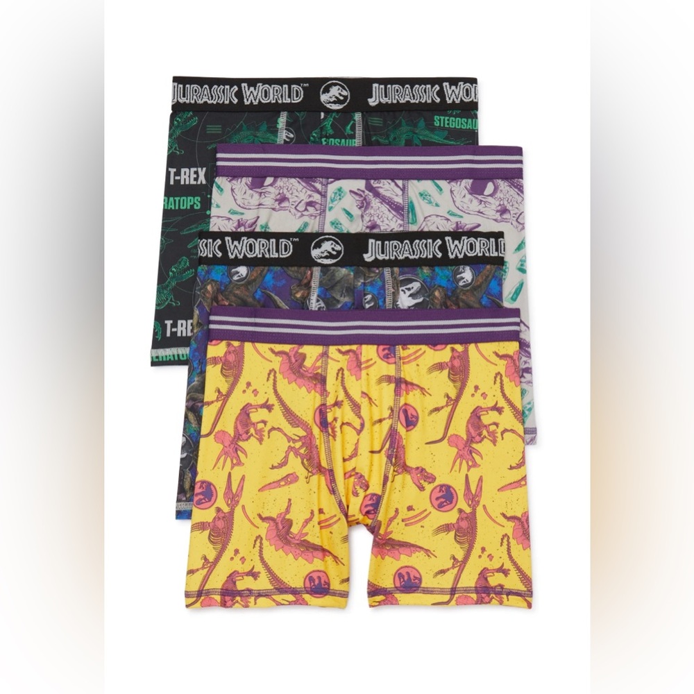 Kids Dinosaur Boxer Briefs - Yellow, Black, Blue